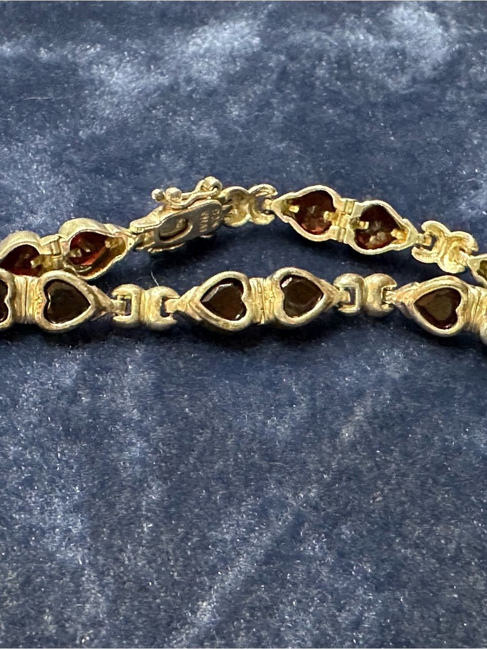 Thai Gold-Tone Heart Bracelet with Garnet-Red Stones ESX